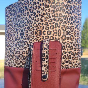 Tote bag and wallet set- leopard